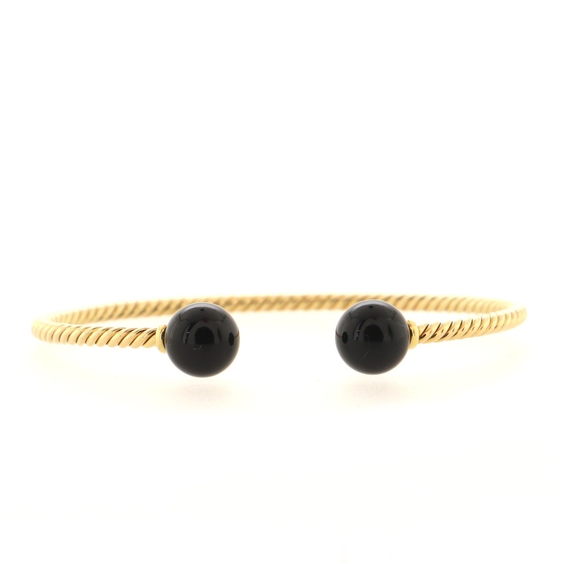Solari Cuff Bracelet 18K Yellow Gold with Black Onyx 9mm S744817008971