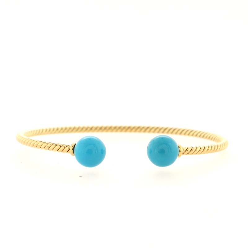 Solari Cuff Bracelet 18K Yellow Gold with Turquoise 9mm