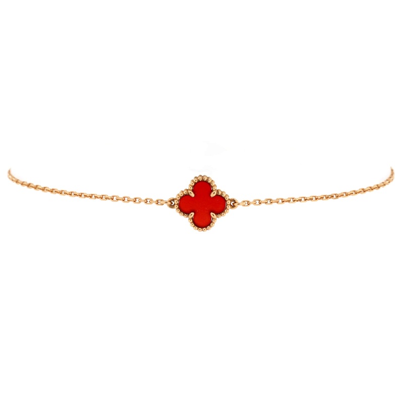 Sweet Alhambra Bracelet 18K Rose Gold and Carnelian S744817004393