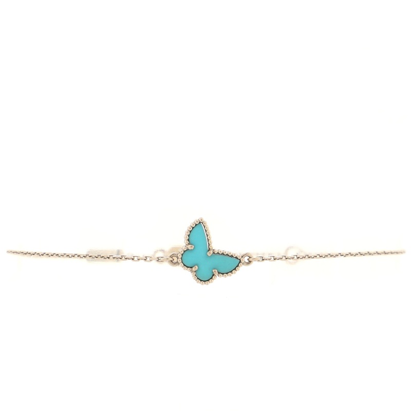 Sweet Alhambra Butterfly Bracelet 18K White Gold and Turquoise S744817009195