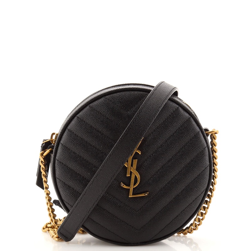 Vinyle Round Camera Bag Matelasse Chevron Leather S744817004916