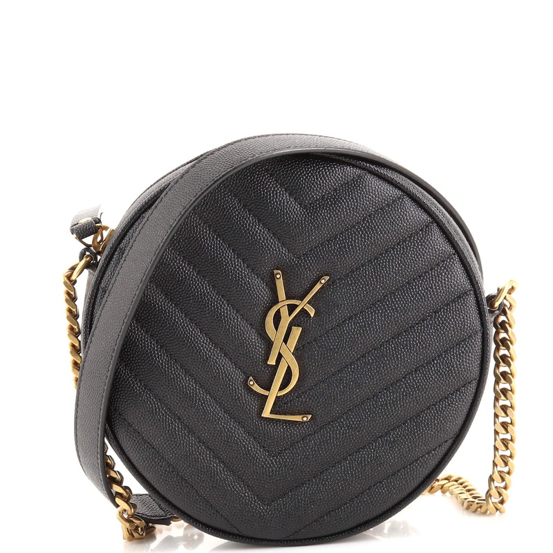 Vinyle Round Camera Bag Matelasse Chevron Leather S744817007451