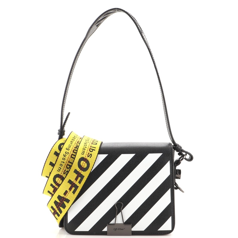 Binder Clip Flap Bag Striped Leather Small S744817001816