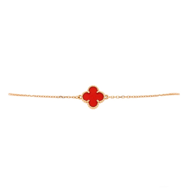 Sweet Alhambra Bracelet 18K Rose Gold and Carnelian S744817000270