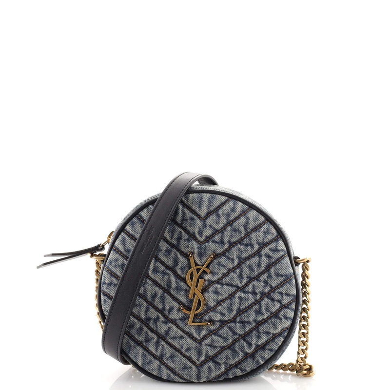 Vinyle Round Camera Bag Matelasse Chevron Denim S744816997203