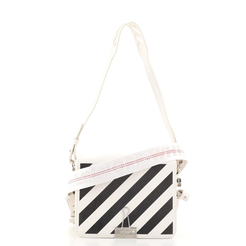 Binder Clip Flap Bag Striped Leather Small S744816995411