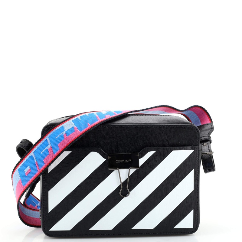 Binder Clip Camera Crossbody Bag Striped Leather Small S744816988097
