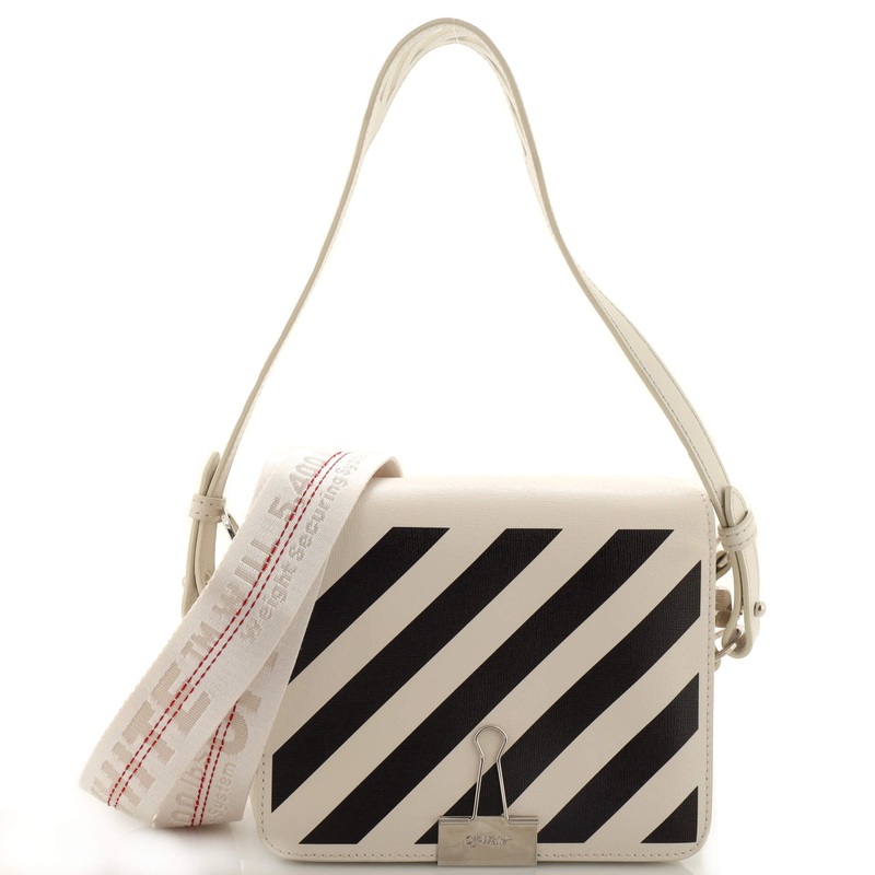 Binder Clip Flap Bag Striped Leather Small S744816986380