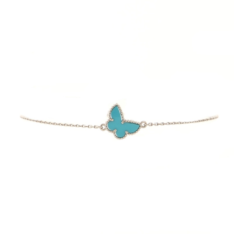 Sweet Alhambra Butterfly Bracelet 18K White Gold and Turquoise S744816989602