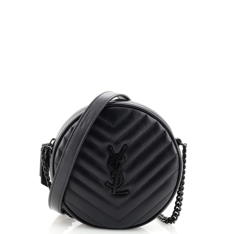 Vinyle Round Camera Bag Matelasse Chevron Leather S744816989858
