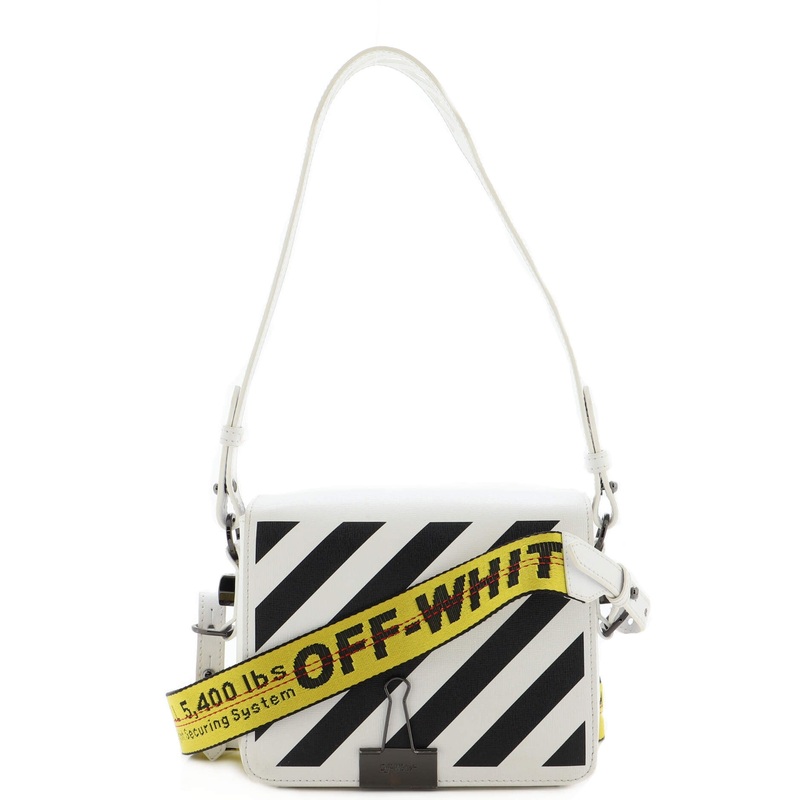 Binder Clip Flap Bag Striped Leather Small S744816975367