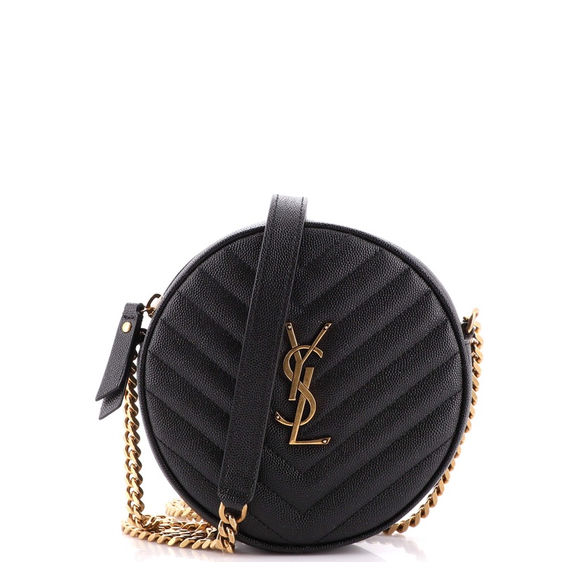 Vinyle Round Camera Bag Matelasse Chevron Leather S744816973364