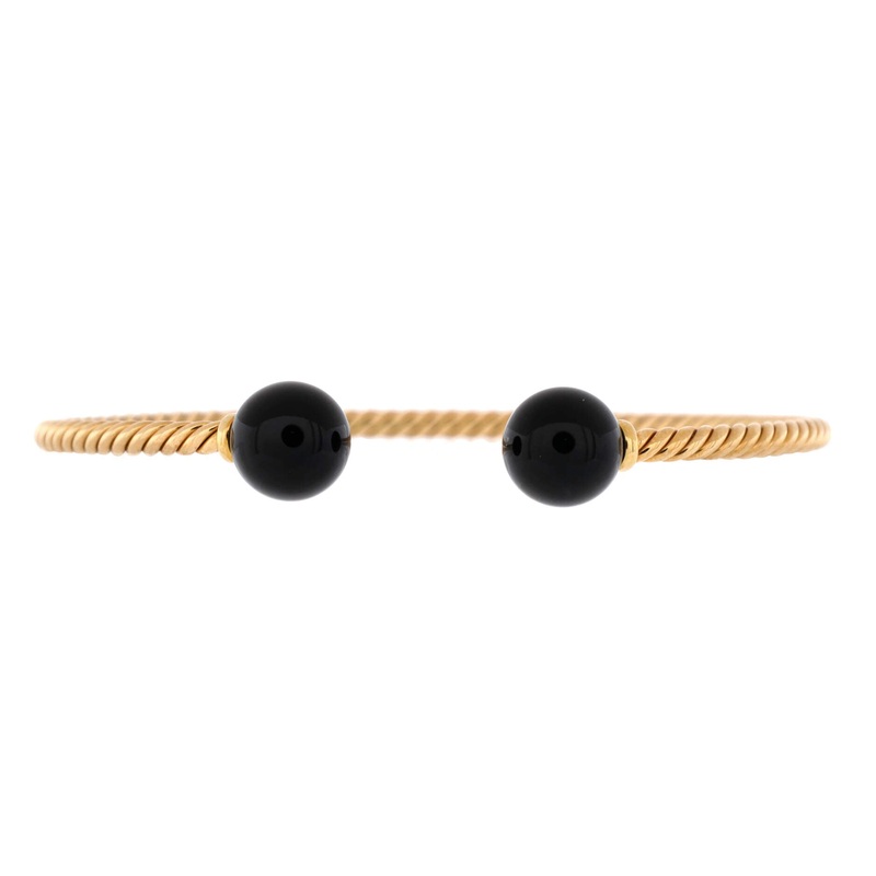 Solari Cuff Bracelet 18K Yellow Gold with Black Onyx 9mm S744816963406