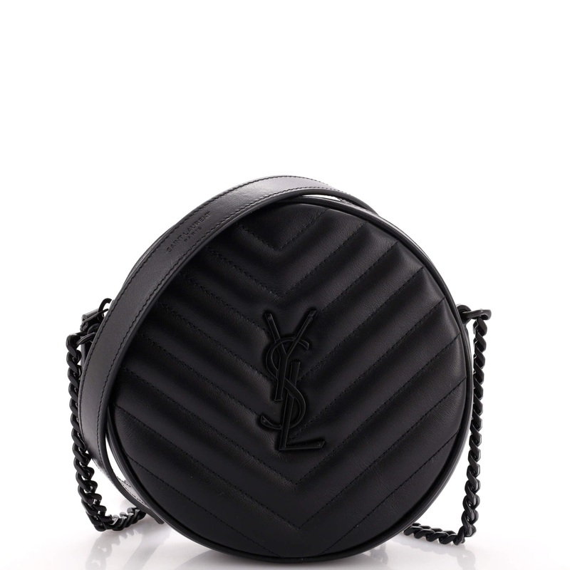 Vinyle Round Camera Bag Matelasse Chevron Leather S744816964625