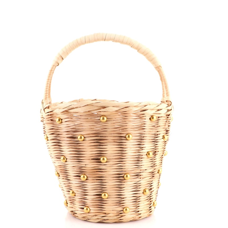 Basket Bag Studded Wicker