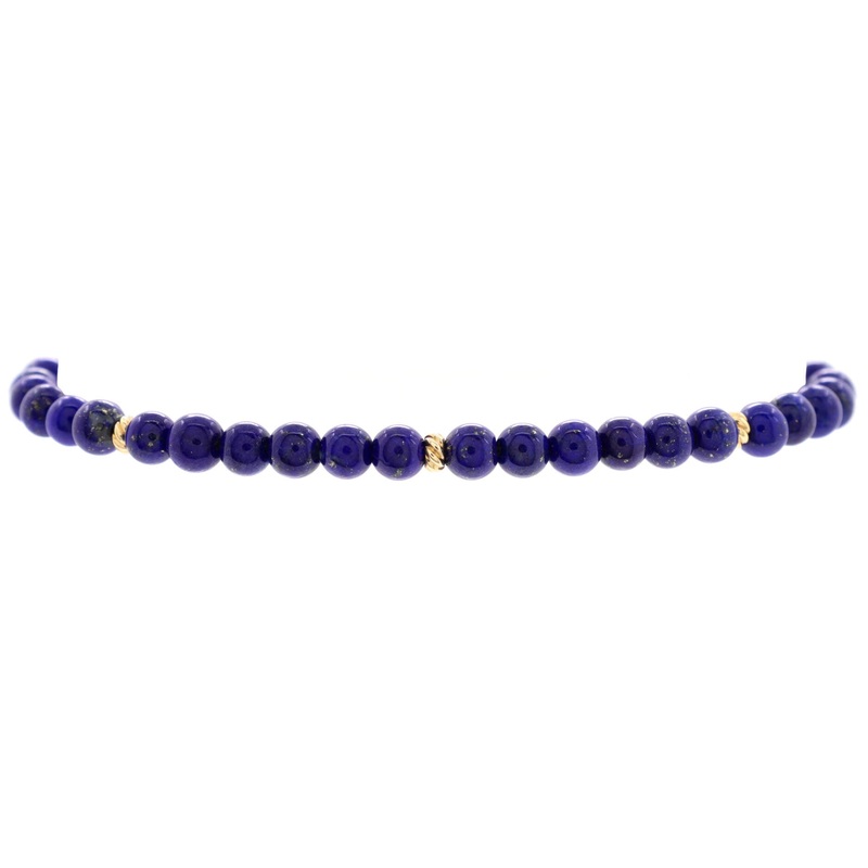 Spiritual Beads Bracelet Lapis Lazuli with 14k Yellow Gold S744816958540
