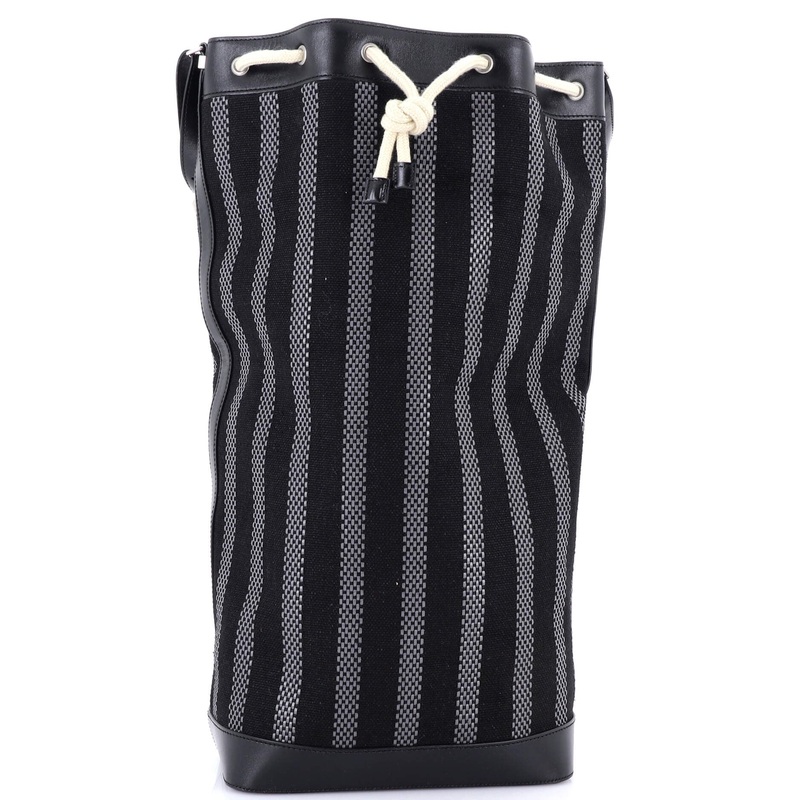 Sport Bucket Bag Striped Canvas and Leather