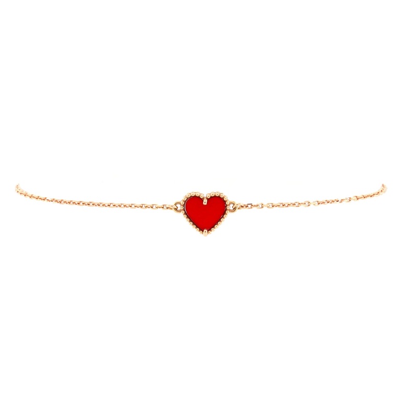 Sweet Alhambra Heart Bracelet 18K Rose Gold with Carnelian S744816960813