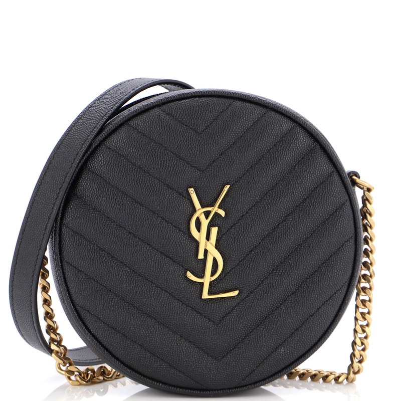 Vinyle Round Camera Bag Matelasse Chevron Leather S744816955343