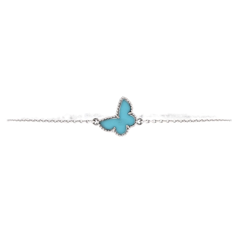 Sweet Alhambra Butterfly Bracelet 18K White Gold and Turquoise S744816952752