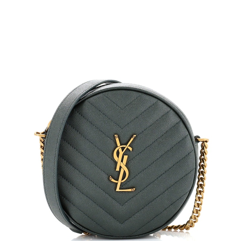 Vinyle Round Camera Bag Matelasse Chevron Leather S744816950295