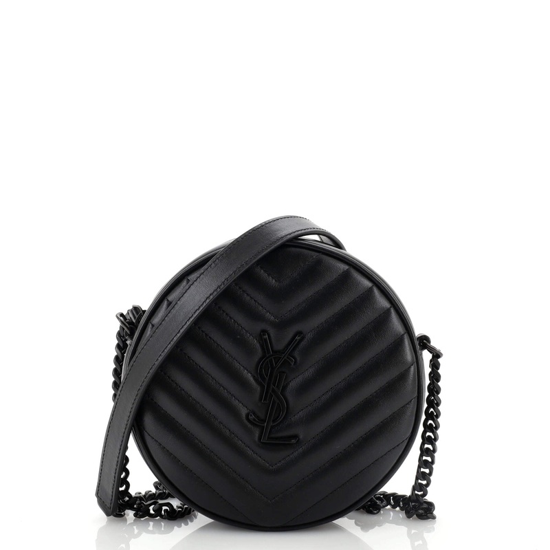 Vinyle Round Camera Bag Matelasse Chevron Leather S744816952788