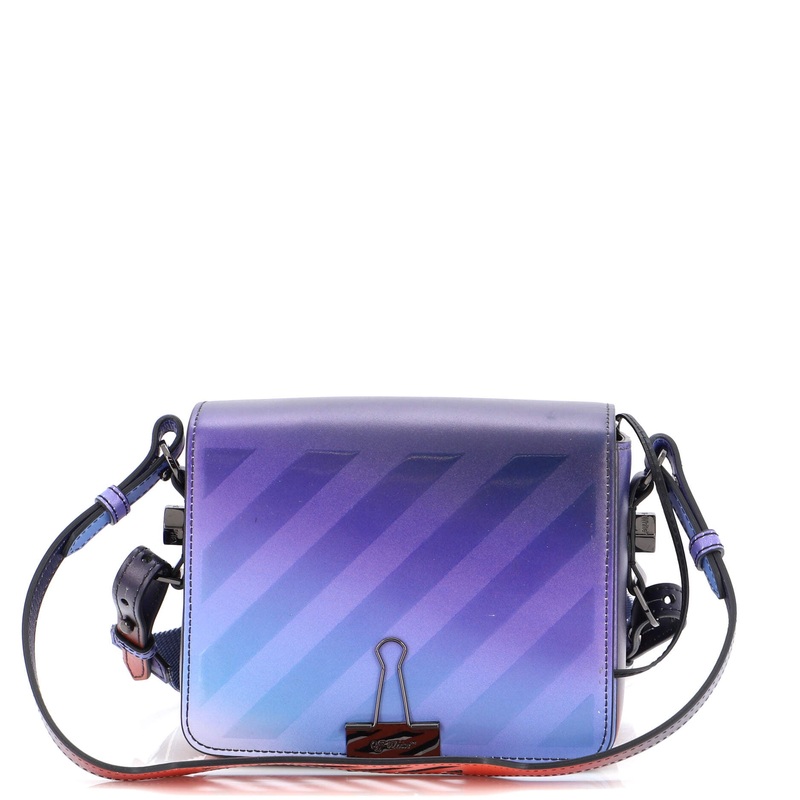 Binder Clip Flap Bag Striped Leather Small S744816940733
