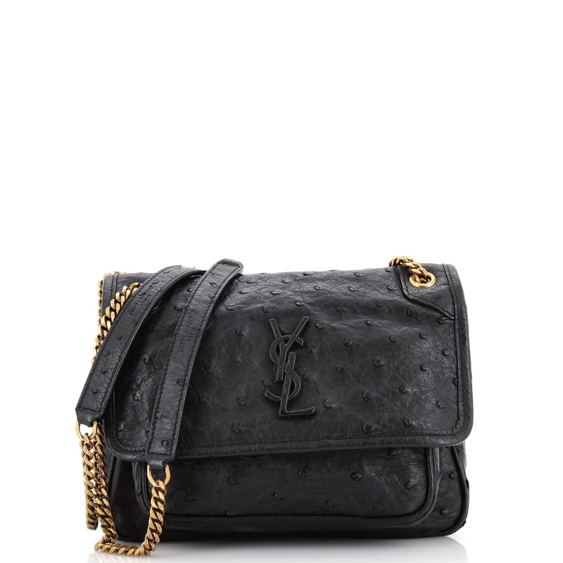 Niki Chain Flap Bag Ostrich Baby