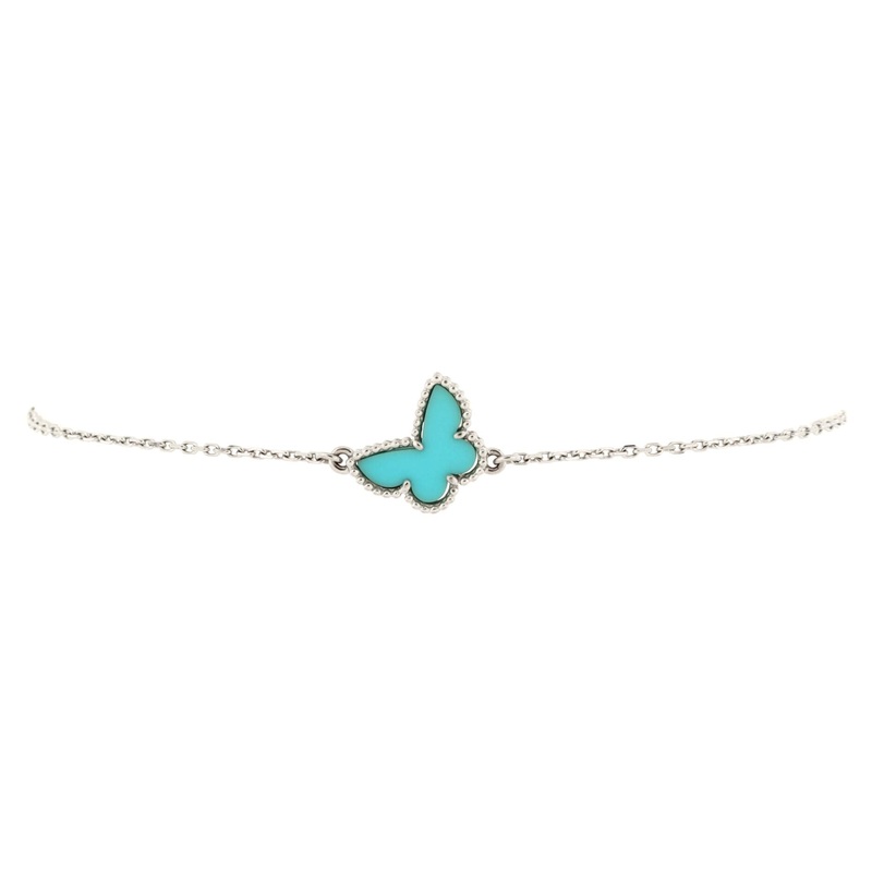 Sweet Alhambra Butterfly Bracelet 18K White Gold and Turquoise S744816940091