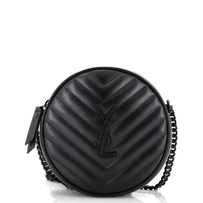 Vinyle Round Camera Bag Matelasse Chevron Leather S744816943836