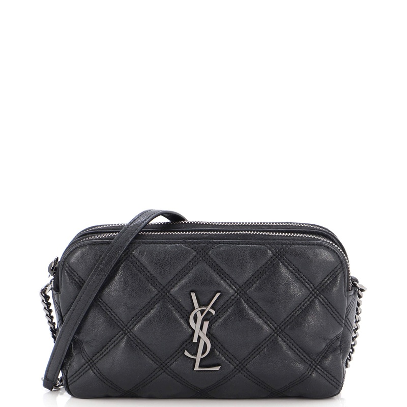 Becky Double Zip Crossbody Bag Quilted Leather Mini S744816938175