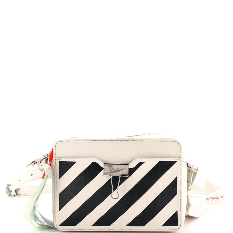 Binder Clip Camera Crossbody Bag Striped Leather Small S744816932165