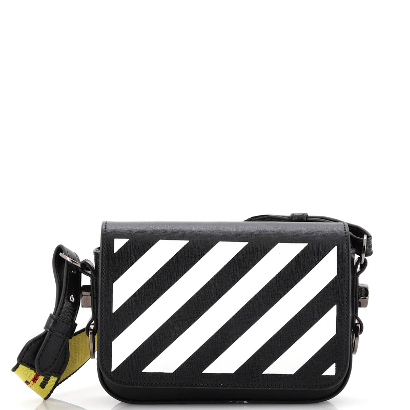 Binder Clip Flap Bag Striped Leather Small S744816932223