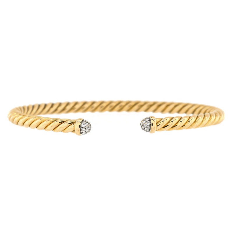 Cable Spira Bracelet 18K Yellow Gold with Diamonds 4mm