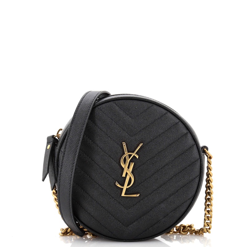 Vinyle Round Camera Bag Matelasse Chevron Leather S744816936991