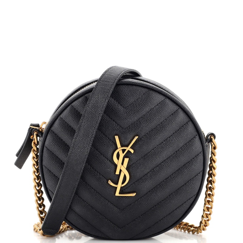 Vinyle Round Camera Bag Matelasse Chevron Leather S744816937364