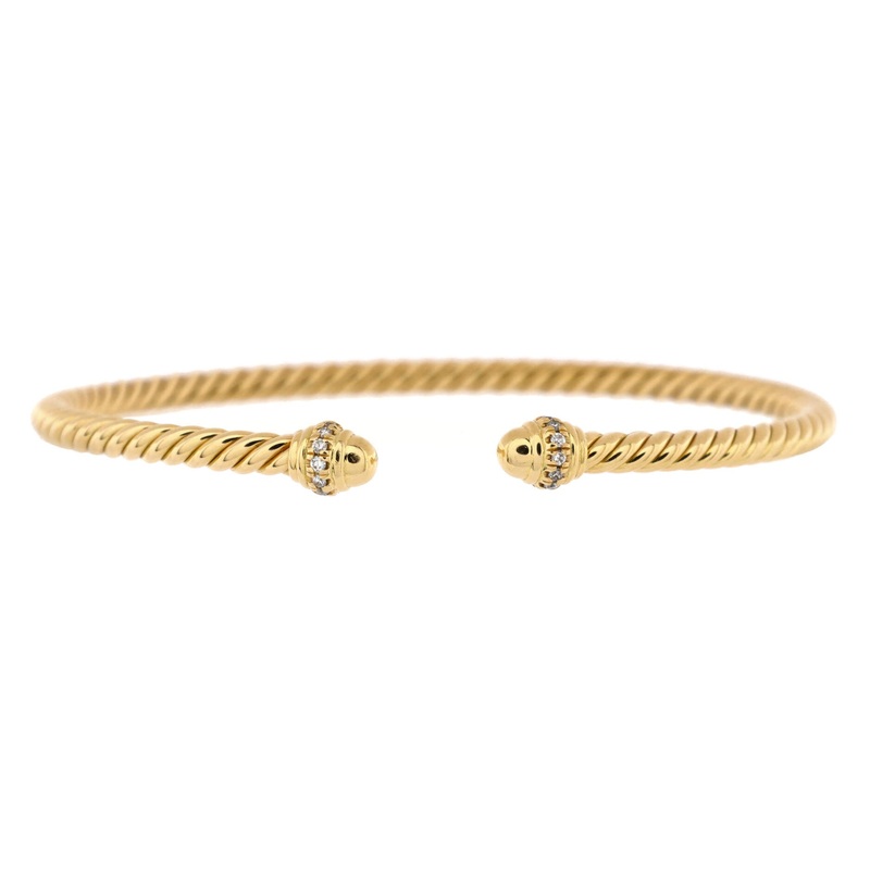 Cable Spira Bracelet 18K Yellow Gold with Diamonds 3mm S744816930167