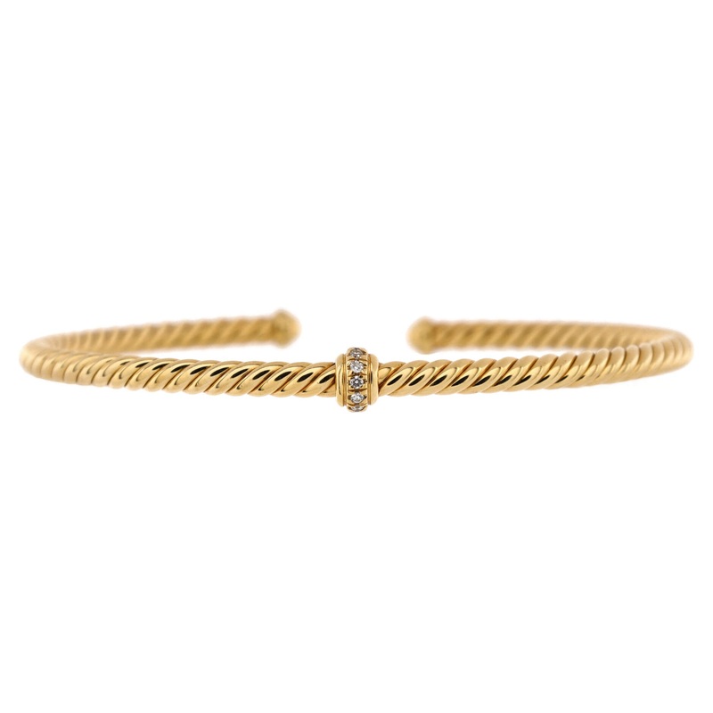 Cablespira Station Bracelet 18K Yellow Gold with Diamonds 3mm S744816930165