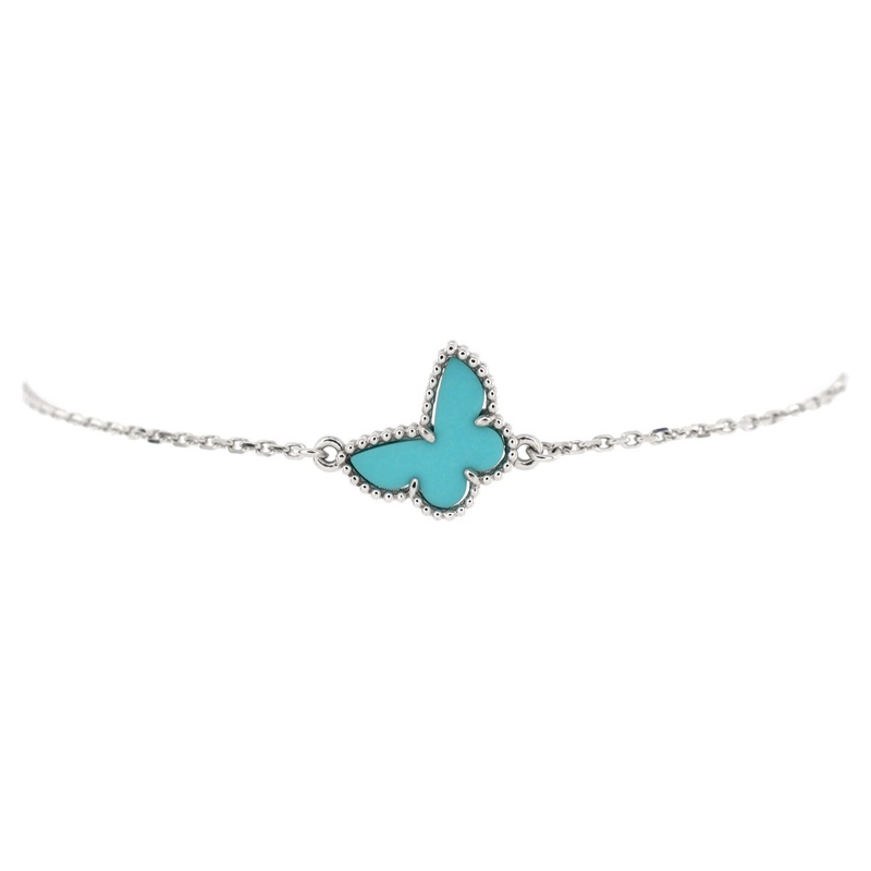 Sweet Alhambra Butterfly Bracelet 18K White Gold and Turquoise S744816928739