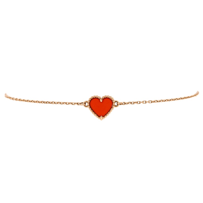 Sweet Alhambra Heart Bracelet 18K Rose Gold with Carnelian S744816927154