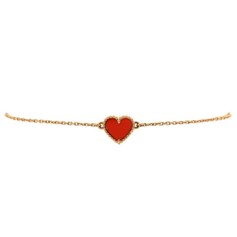Sweet Alhambra Heart Bracelet 18K Rose Gold with Carnelian S744816931242