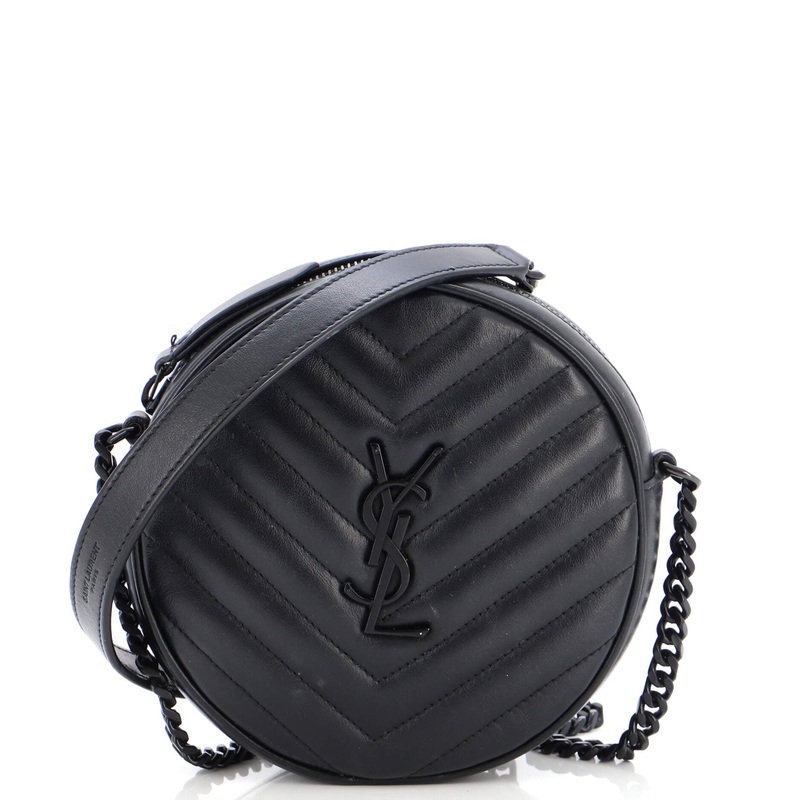 Vinyle Round Camera Bag Matelasse Chevron Leather S744816927630