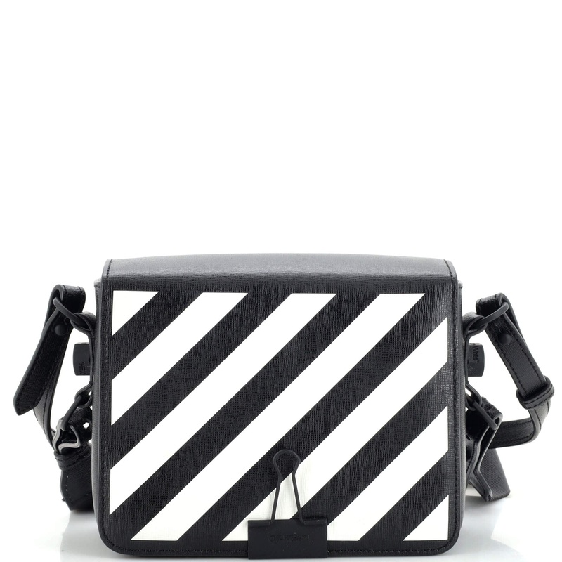 Binder Clip Flap Bag Striped Leather Small S744816924101