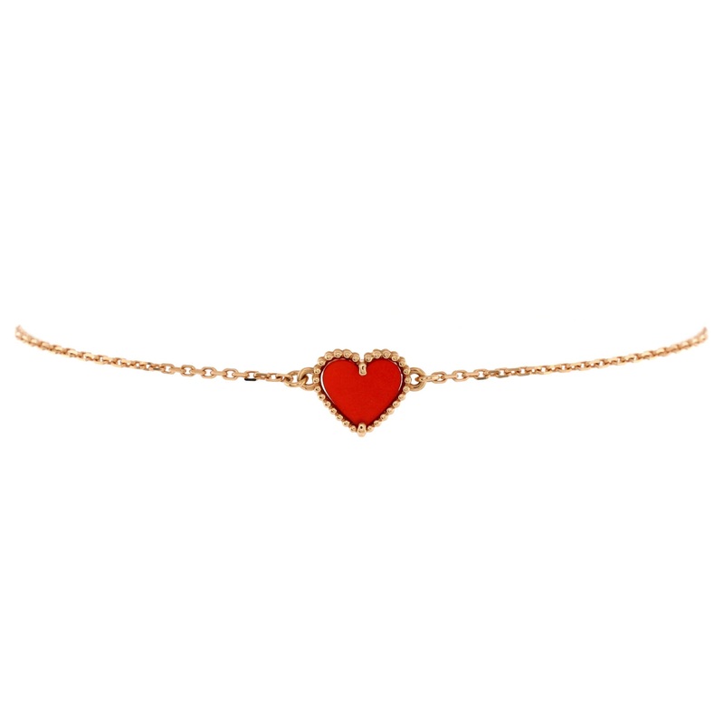 Sweet Alhambra Heart Bracelet 18K Rose Gold with Carnelian S744816919027