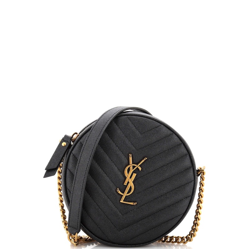Vinyle Round Camera Bag Matelasse Chevron Leather S744816925755