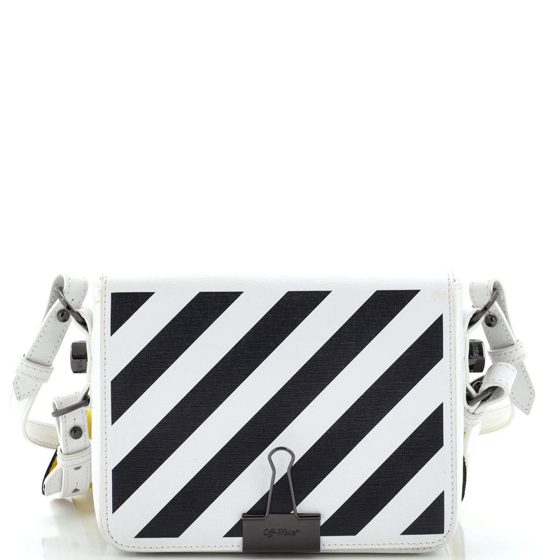 Binder Clip Flap Bag Striped Leather Small S744816914753