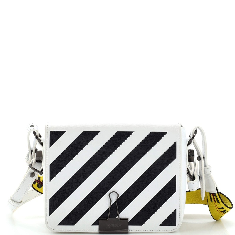 Binder Clip Flap Bag Striped Leather Small S744816914963
