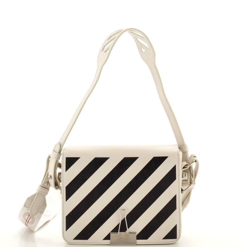 Binder Clip Flap Bag Striped Leather Small S744816917840