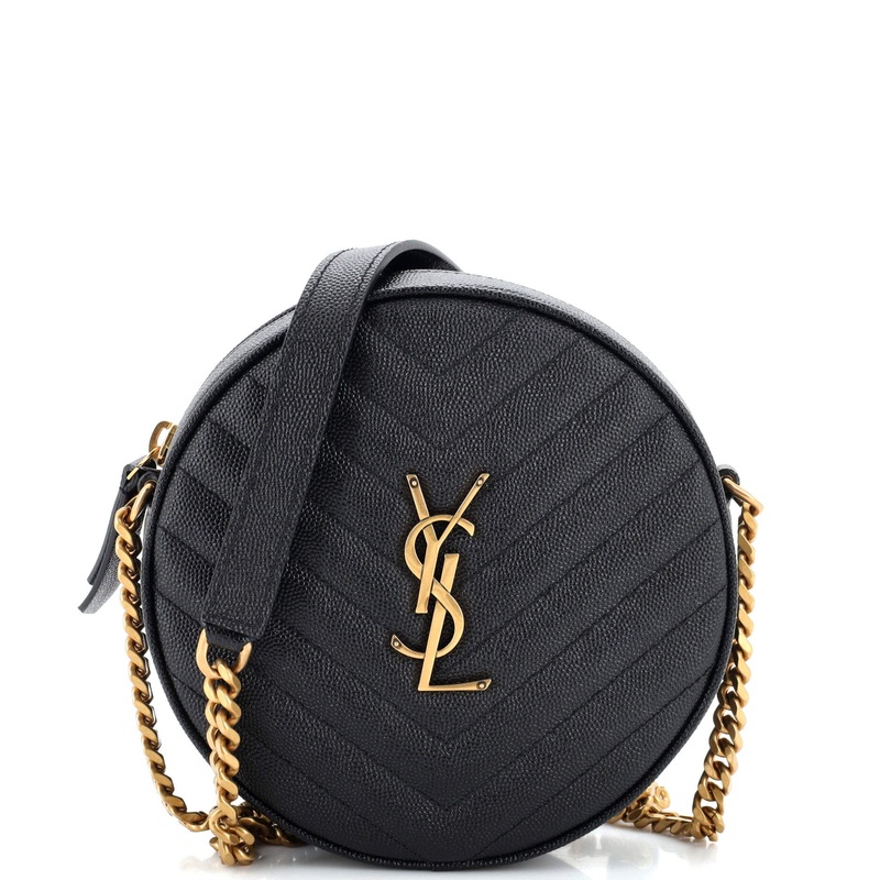 Vinyle Round Camera Bag Matelasse Chevron Leather S744816916018