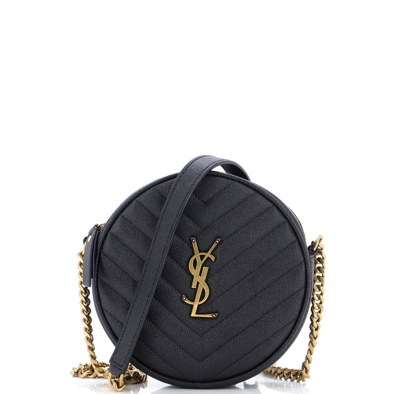 Vinyle Round Camera Bag Matelasse Chevron Leather S744816917547